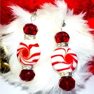 Glass Christmas candy earrings. $10